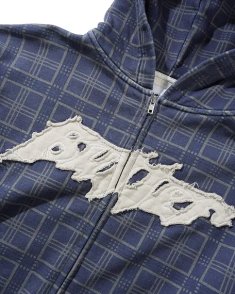 Amplify Zip-Thru Hood, Washed Navy Plaid