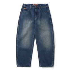 Baggy Denim Jeans, Distressed Indigo