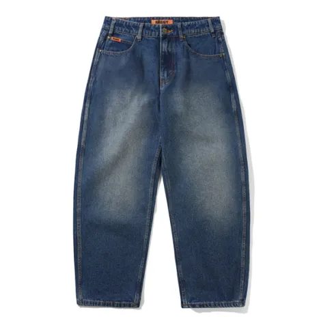 Baggy Denim Jeans, Distressed Indigo