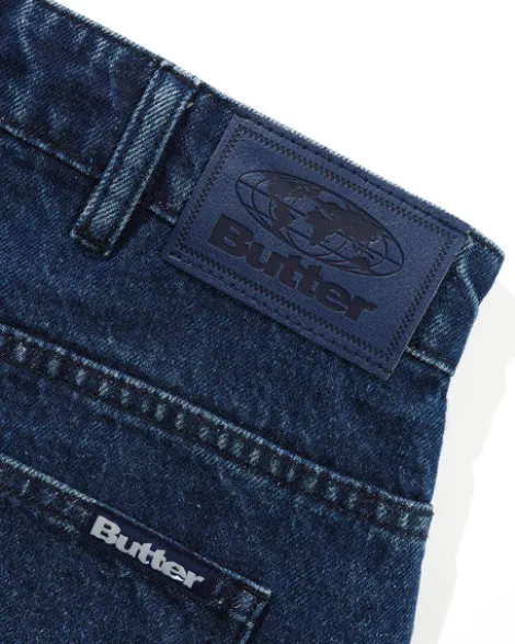 Baggy Denim Shorts, Dark Blue