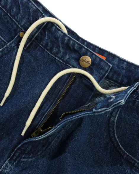 Baggy Denim Shorts, Dark Blue