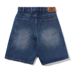 Baggy Denim Shorts, Distressed Indigo