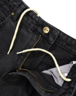 Baggy Denim Shorts, Distressed Black