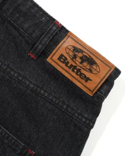 Blotch Denim Shorts, Streaky Black