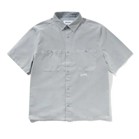 Contrast Stitch S/S Shirt, Blue Grey