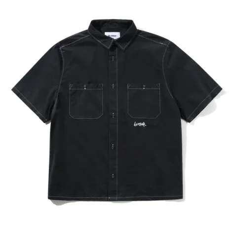Contrast Stitch S/S Shirt, Washed Black