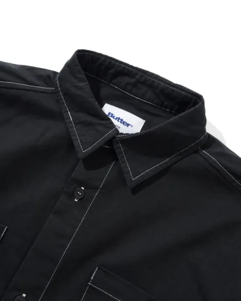 Contrast Stitch S/S Shirt, Washed Black