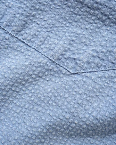 Overdye Seersucker S/S Shirt, Blue