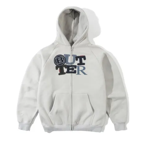Patchwork Zip-Thru Hood, Cement