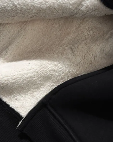 Pile Lined Zip-Thru Hood, Black
