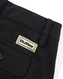 Pleated Shorts, Washed Black