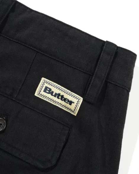 Pleated Shorts, Washed Black