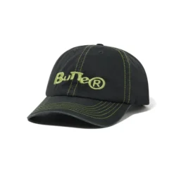 Registered 6 Panel Cap, Washed Black