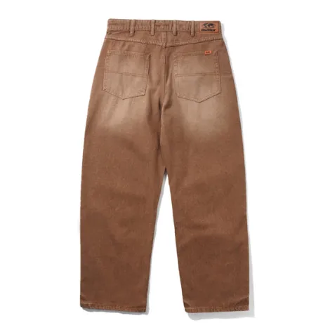 Relaxed Denim Jeans, Distressed Brown