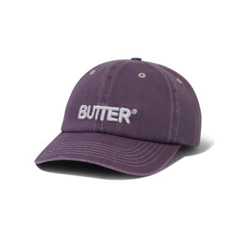 Rounded Logo 6 Panel Cap, Washed Eggplant