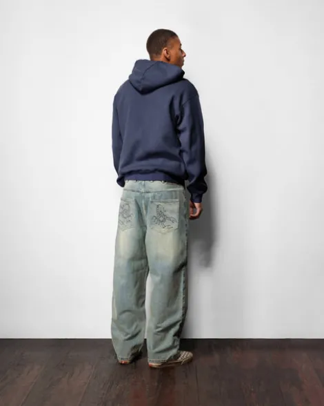 Scorpion Stitch Denim Jeans, Slub Black