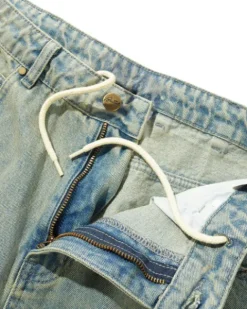 Scorpion Stitch Denim Shorts, Tinted Light Blue