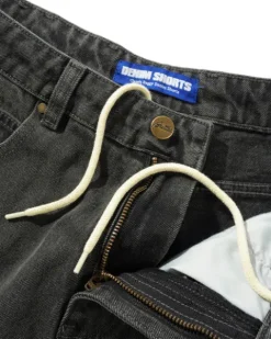 Scorpion Stitch Denim Shorts, Slub Black