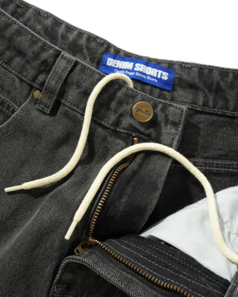 Scorpion Stitch Denim Shorts, Slub Black