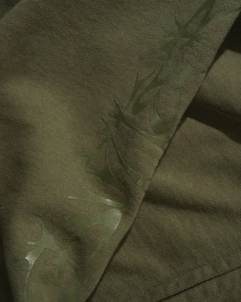 Scrawling Zip-Thru Hood, Washed Dull Army