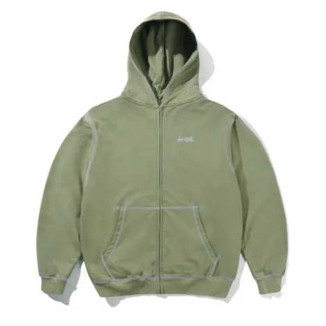 Trail Stitch Zip-Thru Hood, Washed Dull Army