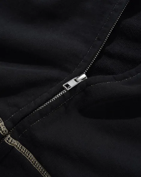 Trail Stitch Zip-Thru Hood, Washed Black