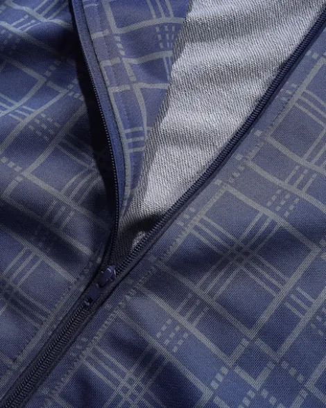 Tricot Jacket, Navy Plaid