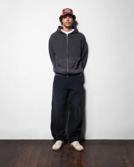 Waffle Zip-Thru Hood, Black Overdye