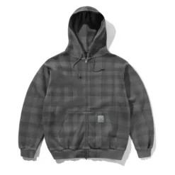 Waffle Zip-Thru Hood, Grey Plaid