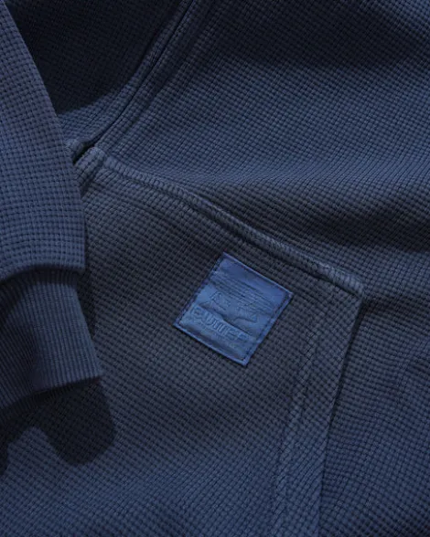 Waffle Zip-Thru Hood, Navy Overdye