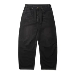 Wide Cut Denim Jeans, Tinted Black
