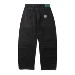 Wide Cut Denim Jeans, Tinted Black