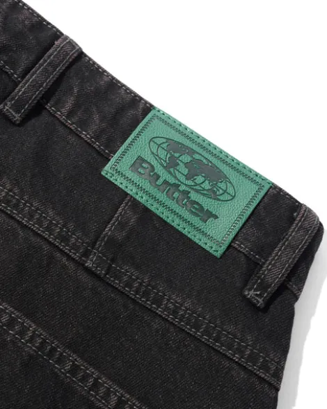 Wide Cut Denim Jeans, Tinted Black