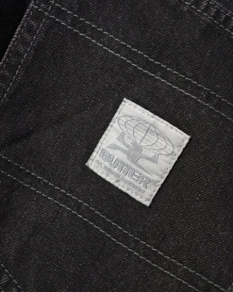Wide Cut Denim Jeans, Tinted Black