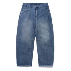 Wide Cut Denim Jeans, Vertical Stripe