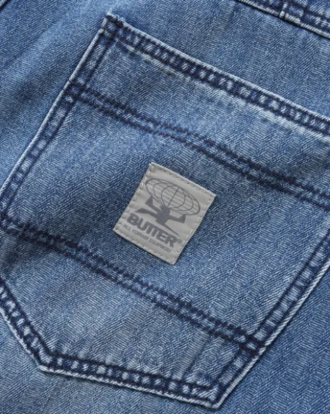 Wide Cut Denim Jeans, Vertical Stripe