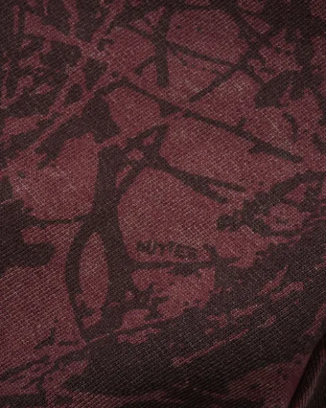 Woods Camo Zip-Thru Hood, Washed Burgundy